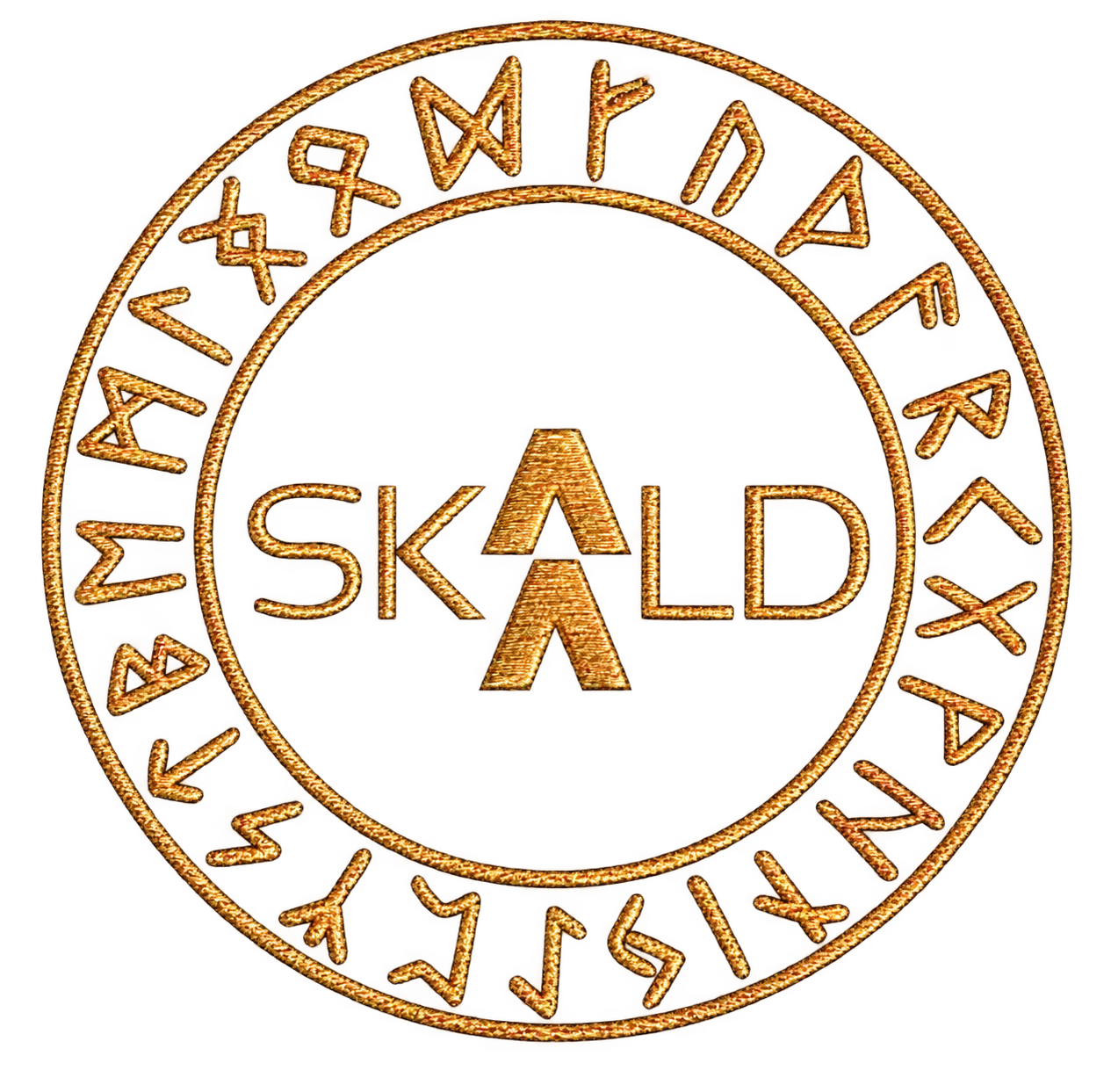 Золотистый логотип SKALD с рунным кругом